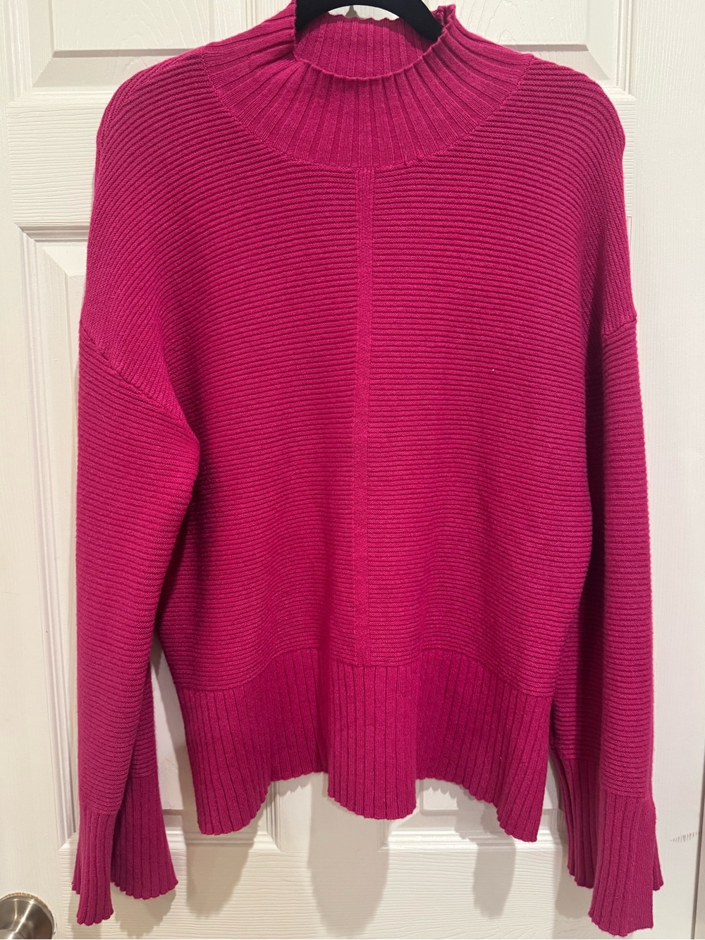 Cyrus Magenta Ribbed Mock-Neck Sweater
